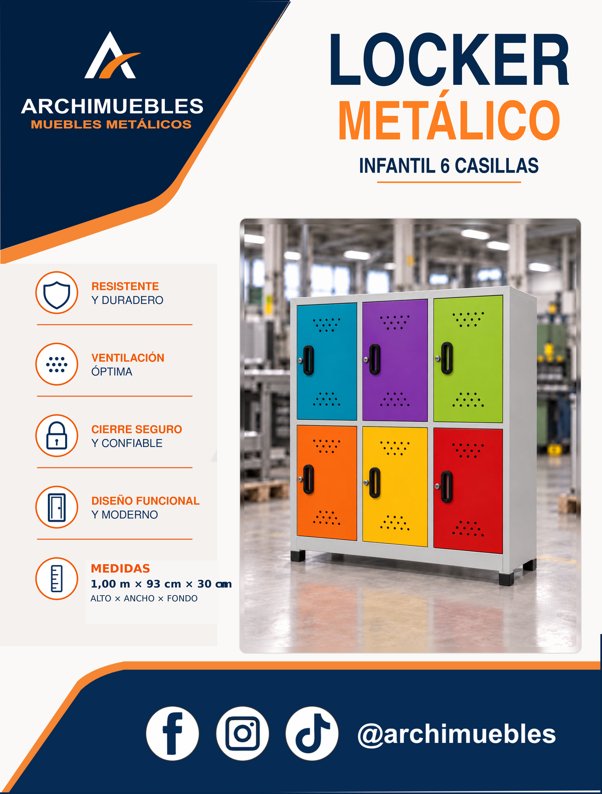 Ficha técnica y características de Locker infantil de 6 casillas Archimuebles