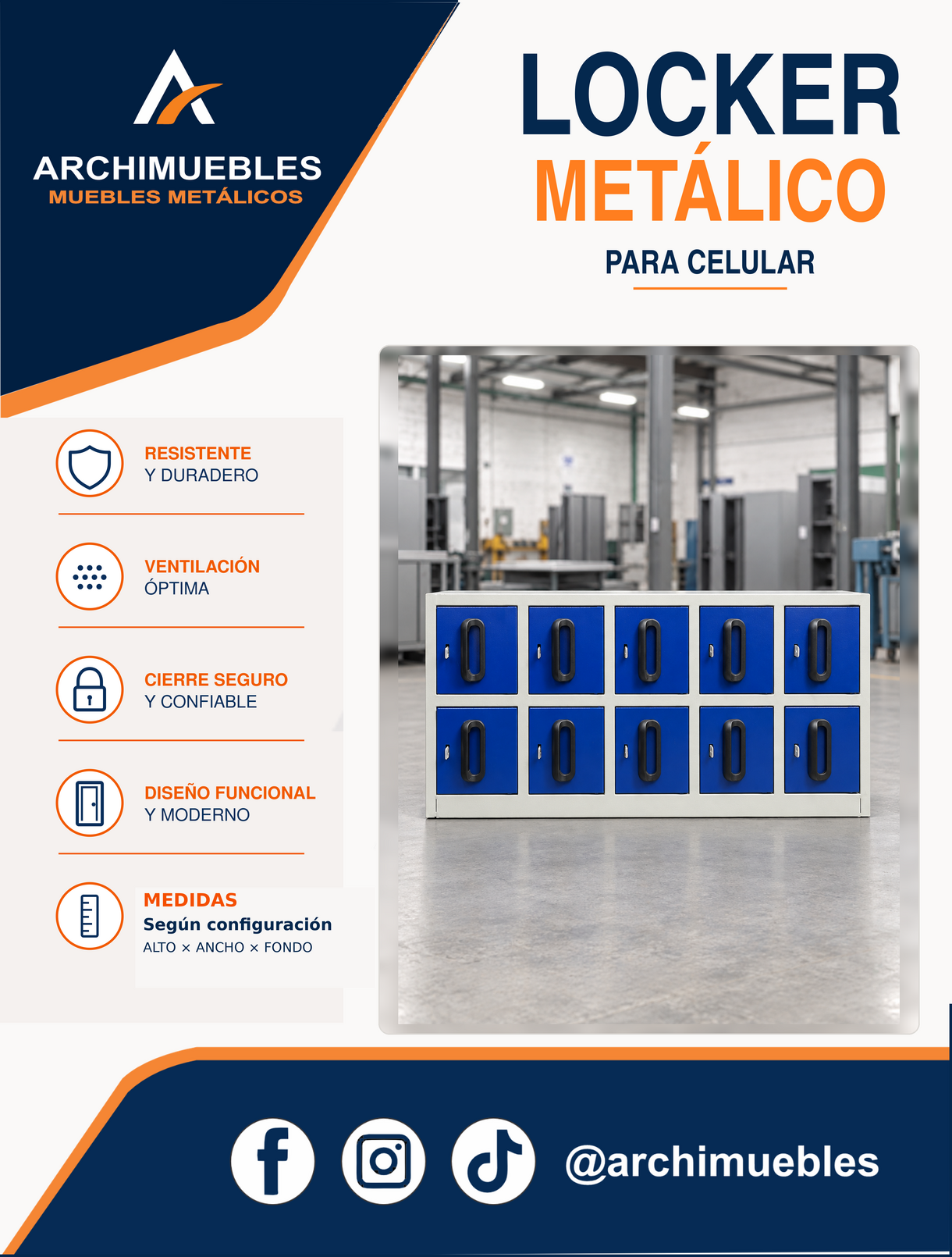 Ficha técnica y características de Locker para celular Archimuebles