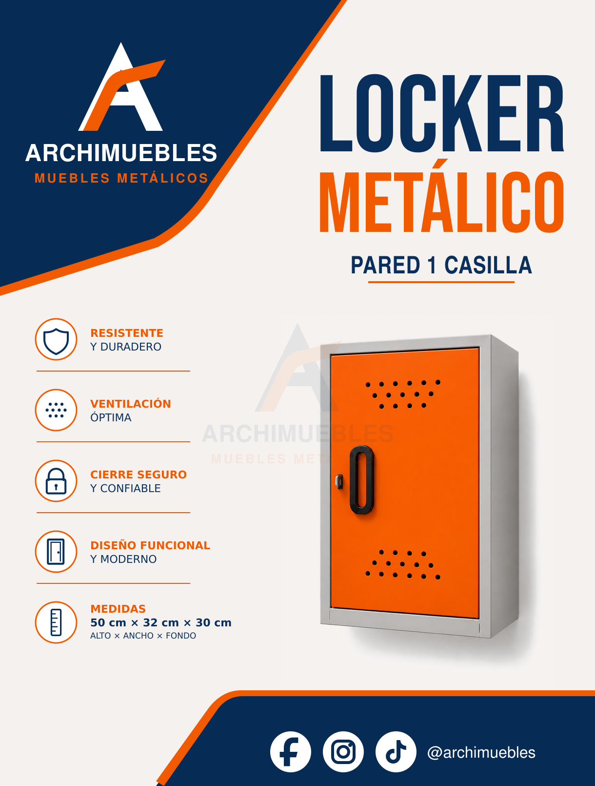 Ficha técnica y características de Locker de pared de 1 casilla Archimuebles